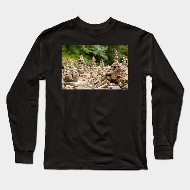 Pebbles arranged in stacks Long Sleeve T-Shirt by naturalis